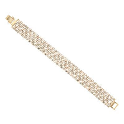 Diamante crystal fine stone wide gold bracelet